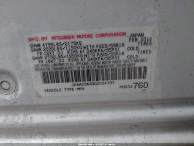 2016 MITSUBISHI OUTLANDER JA4AZ3A30GZ034797 Photo 8