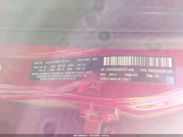 2018 ALFA ROMEO GIULIA ZARFAEDNXJ7571486 Photo 8