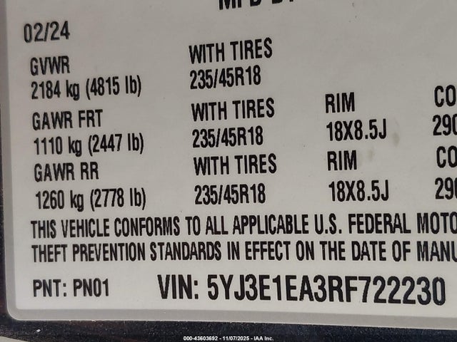 2024 TESLA MODEL 3 5YJ3E1EA3RF722230 Photo 8