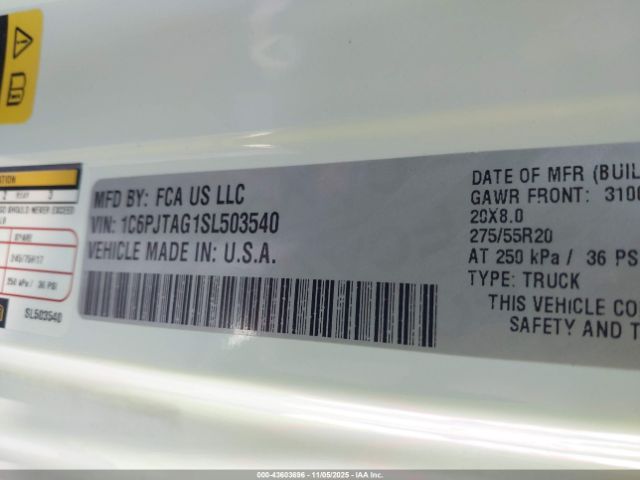 2025 JEEP GLADIATOR 1C6PJTAG1SL503540 Photo 8