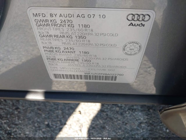 2011 AUDI Q5 WA1LFCFPXBA022760 Photo 8