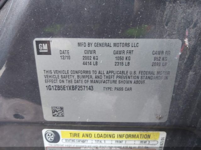 2011 CHEVROLET MALIBU 1G1ZB5E1XBF257143 Photo 8