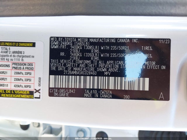 Продаж на аукціоні авто 2024 Lexus Rx 350 Premium Plus, vin: 2T2BAMBA5RC028460, номер лоту: 43603887