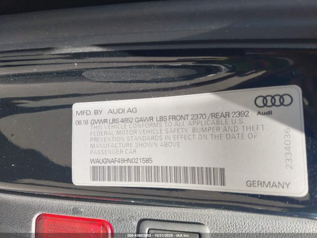 2017 AUDI A4 WAUGNAF49HN021585 Photo 8