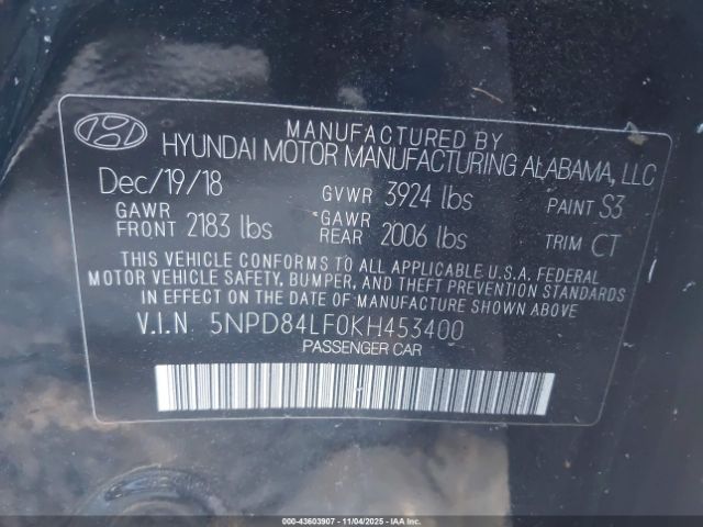 2019 HYUNDAI ELANTRA 5NPD84LF0KH453400 Photo 8