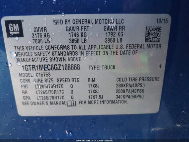 2016 GMC SIERRA 1500 1GTR1MEC6GZ108868 Photo 8