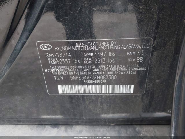 2015 HYUNDAI SONATA 5NPE34AF3FH087380 Photo 8