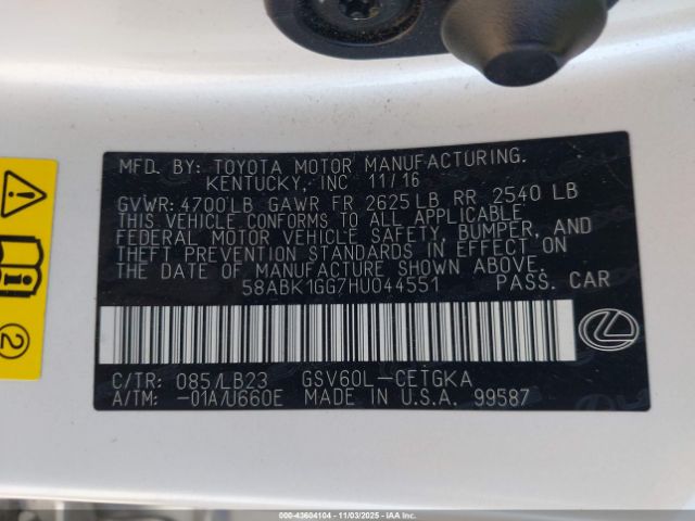 2017 LEXUS ES 350 58ABK1GG7HU044551 Photo 8