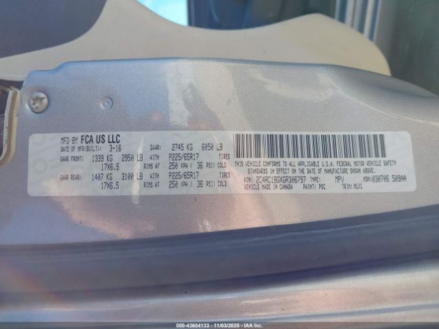 2016 CHRYSLER TOWN & COUNTRY 2C4RC1BGXGR306797 Photo 8