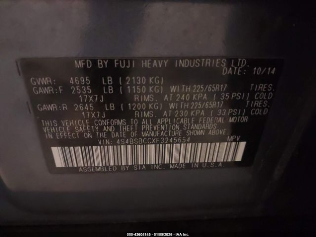 2015 SUBARU OUTBACK 4S4BSBCCXF3245654 Photo 8