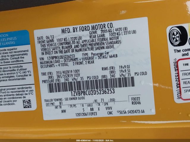 2013 FORD MUSTANG 1ZVBP8CU2D5236253 Photo 8