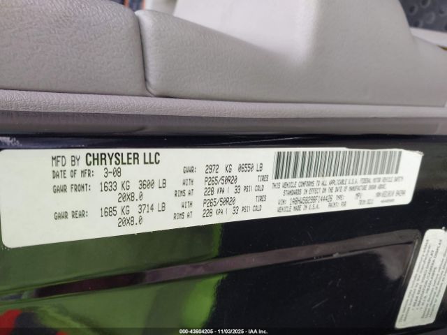 2008 CHRYSLER ASPEN 1A8HW58298F144426 Photo 8