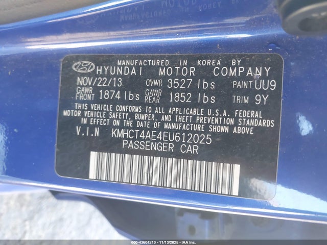 Aukcja sprzedaży 2014 Hyundai Accent Gls, vin: KMHCT4AE4EU612025, numer aukcji: 43604210