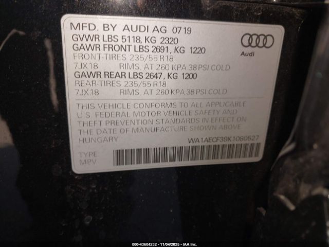 2019 AUDI Q3 WA1AECF39K1080527 Photo 8
