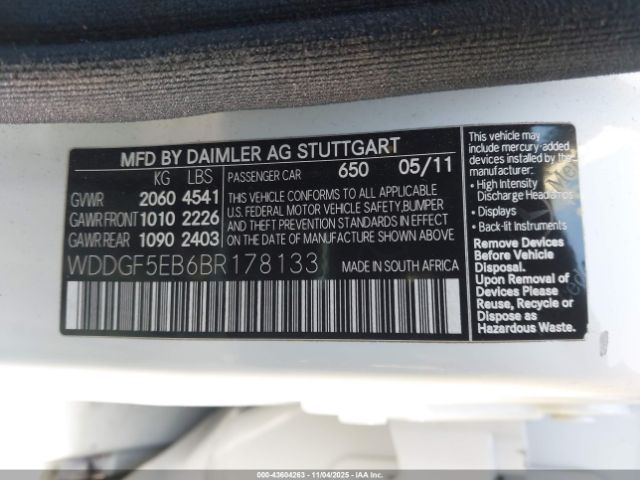 2011 MERCEDES-BENZ C 300 WDDGF5EB6BR178133 Photo 8