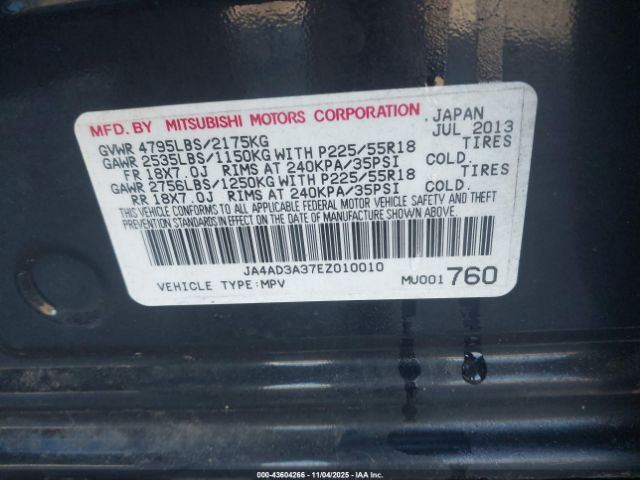 2014 MITSUBISHI OUTLANDER JA4AD3A37EZ010010 Photo 8