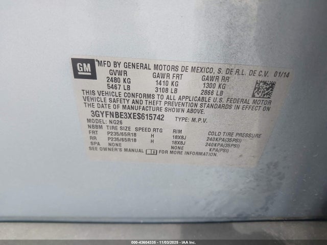 2014 CADILLAC SRX 3GYFNBE3XES615742 Photo 8