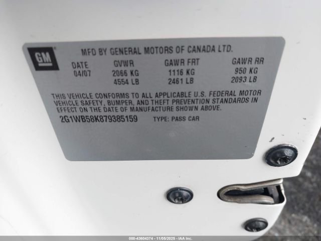 2007 CHEVROLET IMPALA 2G1WB58K879385159 Photo 8