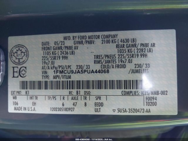 2023 FORD ESCAPE 1FMCU9JA5PUA44068 Photo 8