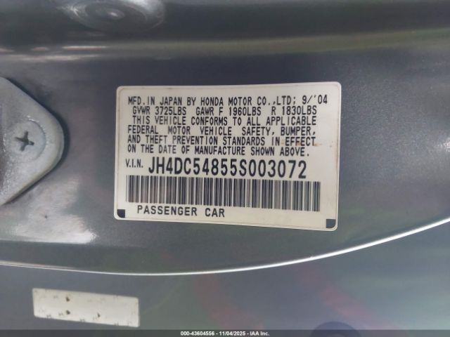 2005 ACURA RSX JH4DC54855S003072 Photo 8