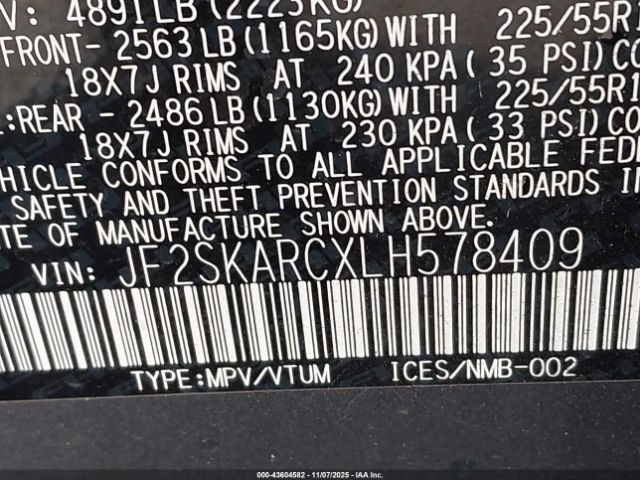 2020 SUBARU FORESTER JF2SKARCXLH578409 Photo 8
