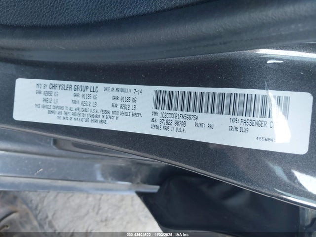 Aukcja sprzedaży 2015 Chrysler 200 C, vin: 1C3CCCCB1FN565750, numer aukcji: 43604622