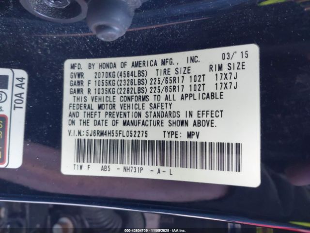 2015 HONDA CR-V 5J6RM4H55FL052275 Photo 8