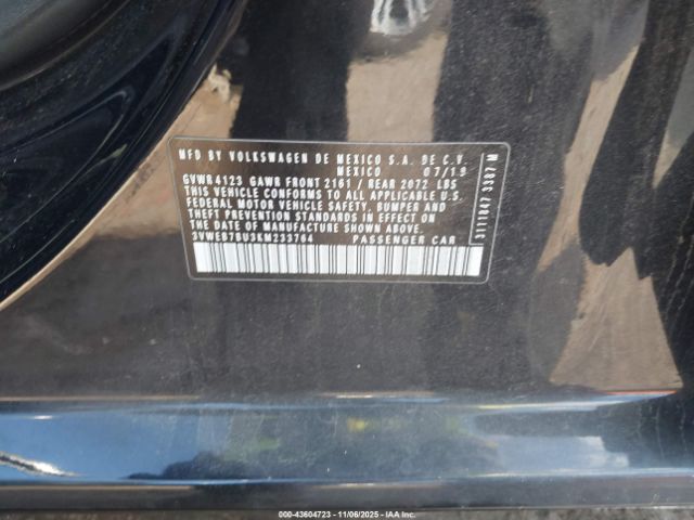 2019 VOLKSWAGEN JETTA 3VWEB7BU3KM233764 Photo 8