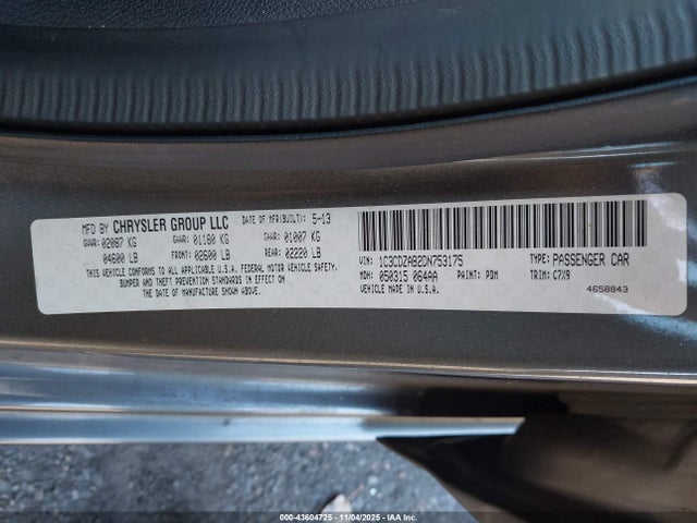 2013 Dodge Avenger Se მანქანა იყიდება აუქციონზე, vin: 1C3CDZAB2DN753175, აუქციონის ნომერი: 43604725