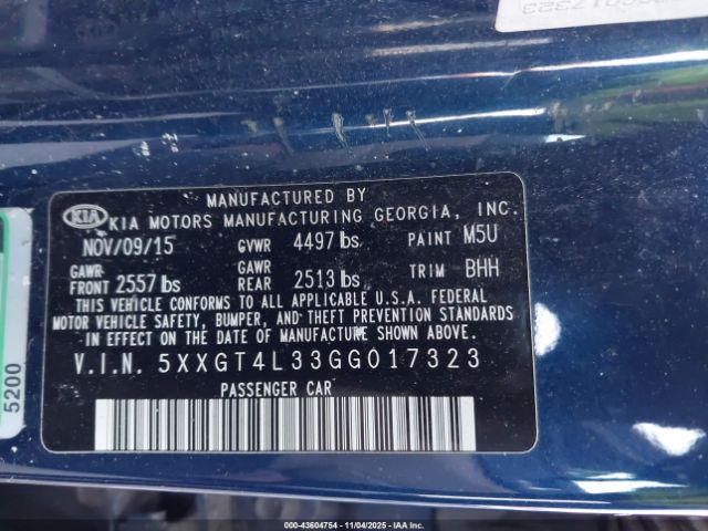 2016 KIA OPTIMA 5XXGT4L33GG017323 Photo 8