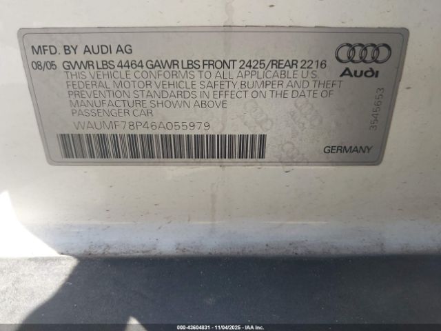 2006 AUDI A3 WAUMF78P46A055979 Photo 8