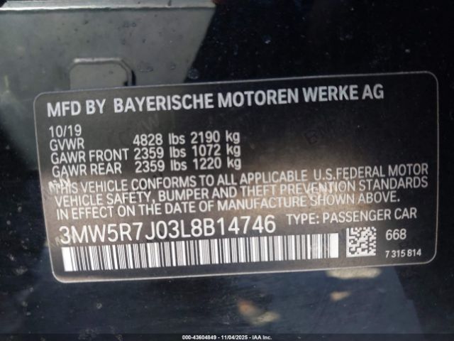2020 BMW 3 SERIES 3MW5R7J03L8B14746 Photo 8
