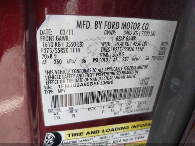 2011 FORD EXPEDITION 1FMJU2A55BEF33686 Photo 8