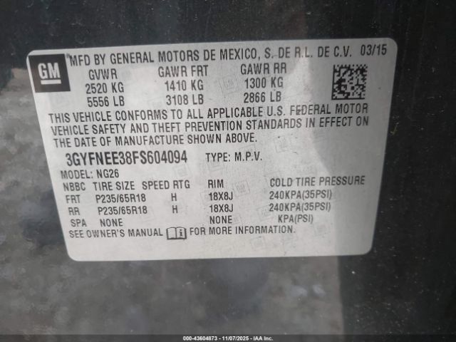 2015 CADILLAC SRX 3GYFNEE38FS604094 Photo 8