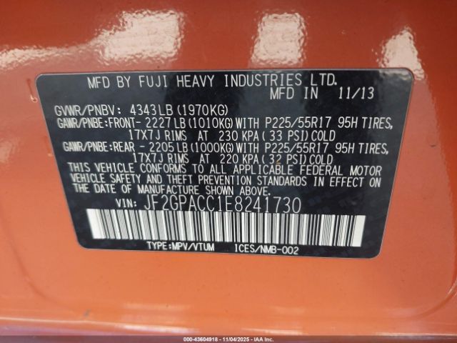 2014 SUBARU XV CROSSTREK JF2GPACC1E8241730 Photo 8