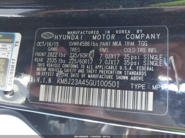 2016 HYUNDAI TUCSON KM8J23A45GU100501 Photo 8