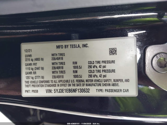 2022 TESLA MODEL 3 5YJ3E1EB6NF130632 Photo 8