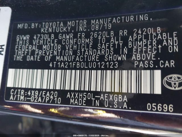 2020 TOYOTA AVALON HYBRID 4T1A21FB0LU012123 Photo 8