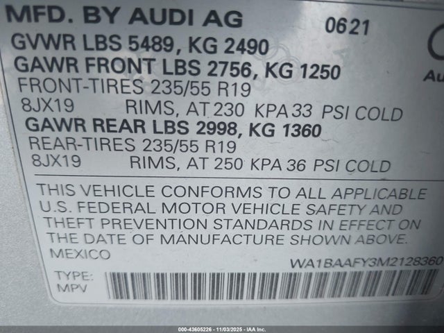 2021 AUDI Q5 WA1BAAFY3M2128360 Photo 8