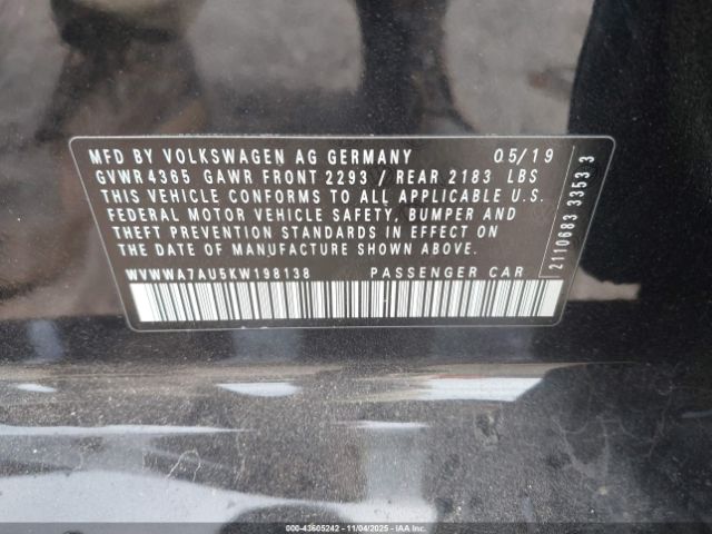 2019 VOLKSWAGEN GOLF R WVWWA7AU5KW198138 Photo 8