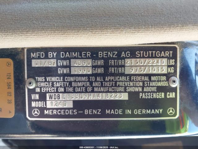 1987 MERCEDES-BENZ 300 WDBEB33D9HA418223 Photo 8