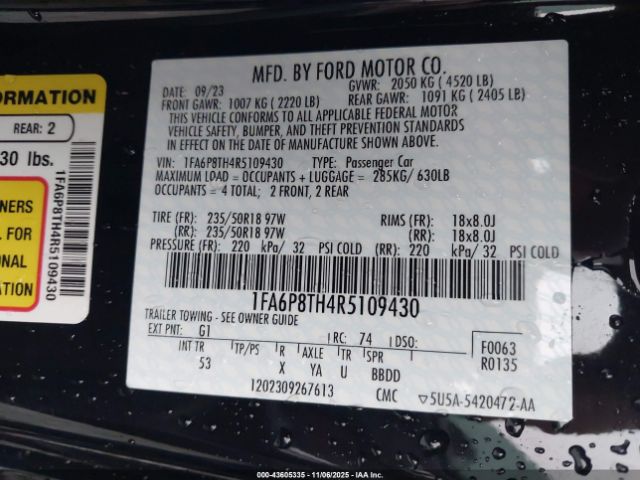 2024 FORD MUSTANG 1FA6P8TH4R5109430 Photo 8