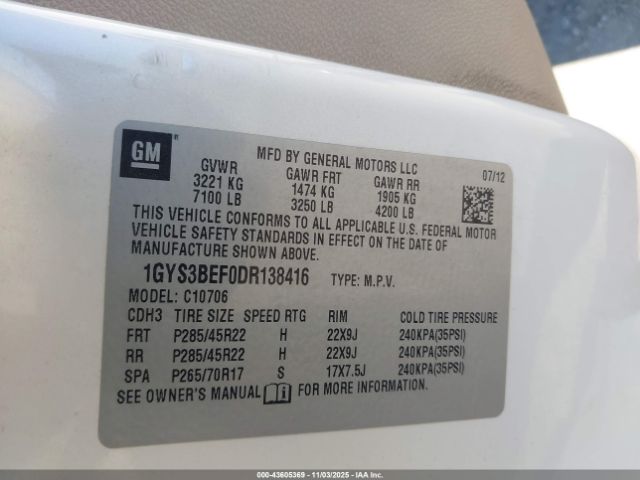 2013 CADILLAC ESCALADE 1GYS3BEF0DR138416 Photo 8