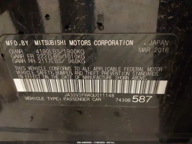 2016 MITSUBISHI LANCER JA32V2FW4GU011148 Photo 8