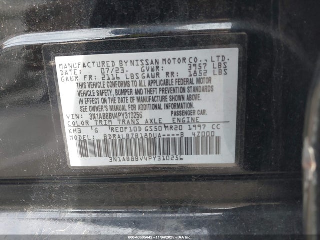 3N1AB8BV4PY310256 Nissan Sentra S Xtronic Cvt