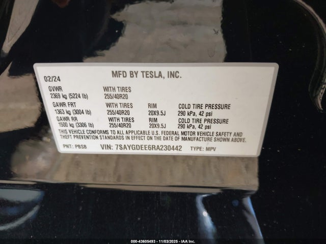 2024 TESLA MODEL Y 7SAYGDEE6RA230442 Photo 8