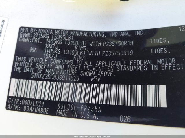 2018 TOYOTA SIENNA 5TDXZ3DC8JS911623 Photo 8