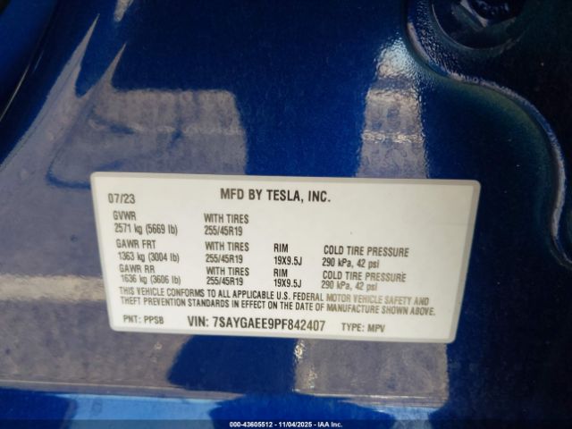 2023 TESLA MODEL Y 7SAYGAEE9PF842407 Photo 8