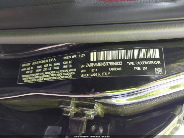 2024 ALFA ROMEO GIULIA ZARFAMBN8R7684832 Photo 8