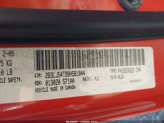 2009 DODGE CHALLENGER 2B3LJ54T99H581844 Photo 8